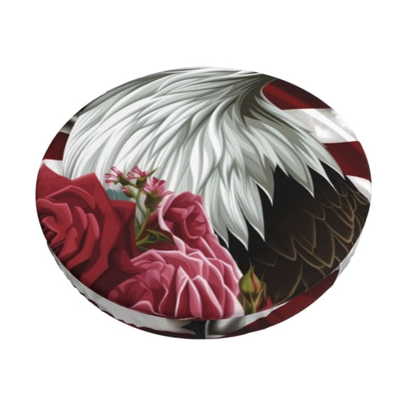 Lsque Eagle With Hat And Roses Pattern Round Bar chair cushion covers Velvet Fabric Premium Comfort Protects from Scratches and Stains for 14-17 Inch Chair-14 inch