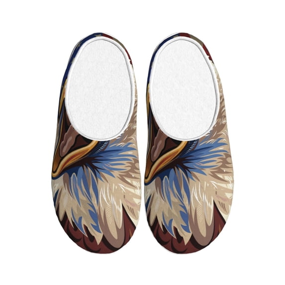 Lsque Eagle With USA Flags Pattern Womens Comfort Cotton on Scuff With Memory Foam and Anti-skid Sole Slipper-42/43
