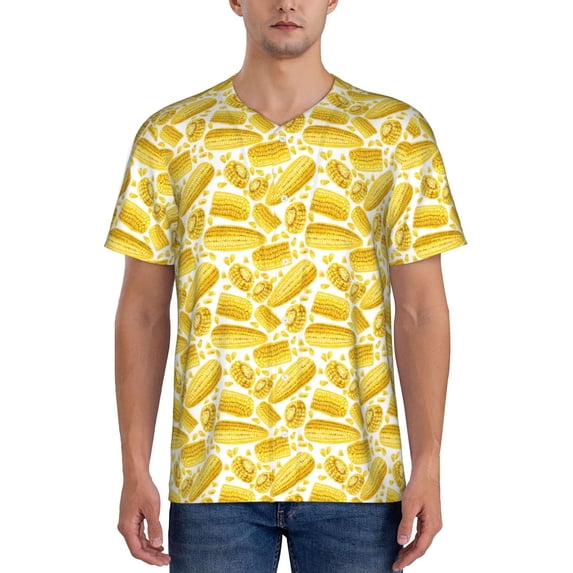 Lsque Ears Of Corn Pattern Mens Polo Golf Shirts Funny Graphics Shorts Sleeve Button Shirts Baseball T-shirt-Large