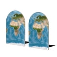 thumbnail image 1 of Lsque Earth View World Map Printed Wood Bookends,Non-Skid Bookend for Shelves,Heavy Duty Support Bookends,Non-Slip Foam Pads for Office, Home, and Library,1 Pair, 1 of 8