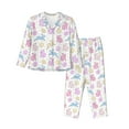 thumbnail image 1 of Lsque Easter Colorful Rabbit Pattern Long Sleeve Pajama Set for Women - Soft 2-Piece Sleepwear and Loungewear Set with Pockets, Comfy Nightwear-X-Large, 1 of 7