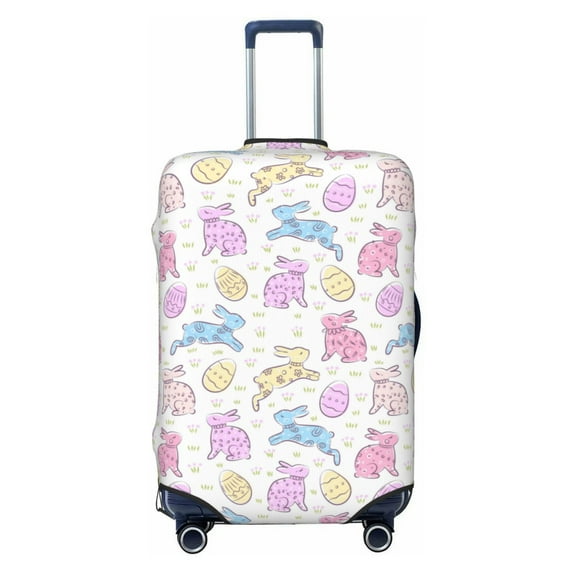 Lsque Easter Colorful Rabbit Printed Luggage Cover, Travel Luggage Protector,Scratch and Dirt Resistant, Fits 18-32 Inch Luggage - X-Large