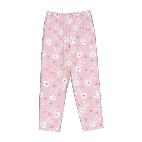 Lsque Easter Cute Rabbit Print Women's Pajama Pants, Lounge Pant - Comfortable Home Wear,Elastic Waistband, Stylish Design-X-Large