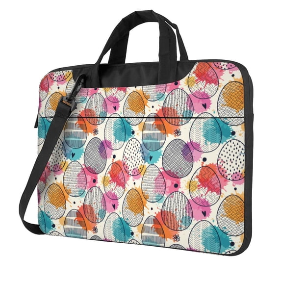 Lsque Easter Egg Pattern Laptop Bag – Portable & Slim Single-Shoulder Computer Case with Adjustable Strap, Protective, Lightweight for 13”/14”/15.6” Laptops