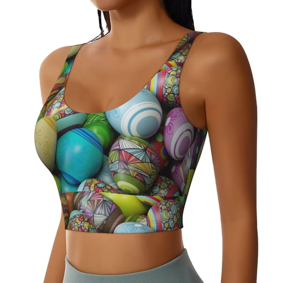 Lsque Easter Egg1 Printed Women'S Sports Bra, Compression, Moisture Wicking, High-Impact Sports Bra For Women,Supportive sports bra-XX-Large