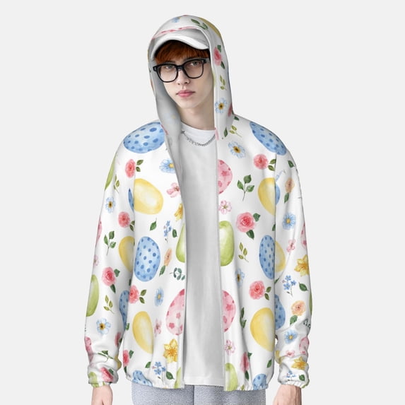 Lsque Easter Egg3 UPF 50+ Lightweight Sun Protection Men's Women's Long Sleeve Shirt, Hoodie Performance -Small