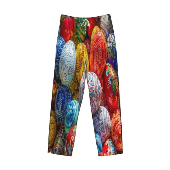 Lsque Easter Eggs Print Men's Pajama Pants, Lounge Pant - Comfortable Home Wear,Elastic Waistband, Stylish Design-Medium