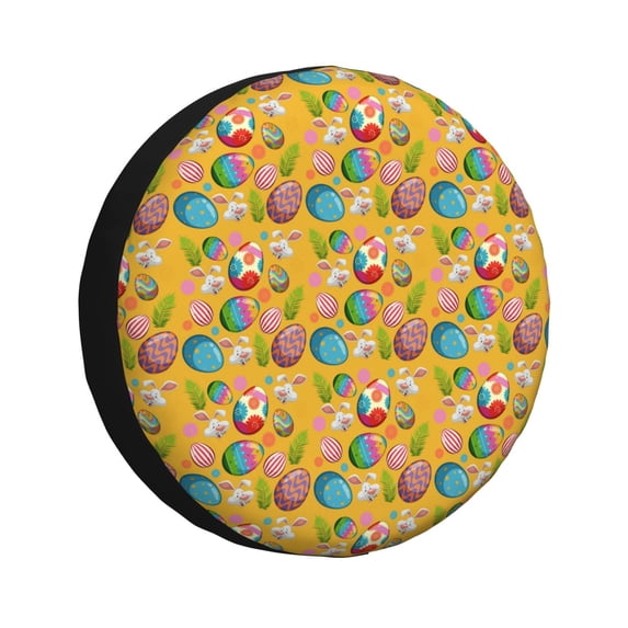 Lsque Easter Pattern Tire Covers - Tough Tire Wheel Protector for Truck, SUV, Trailer, Camper, RV-17 inch