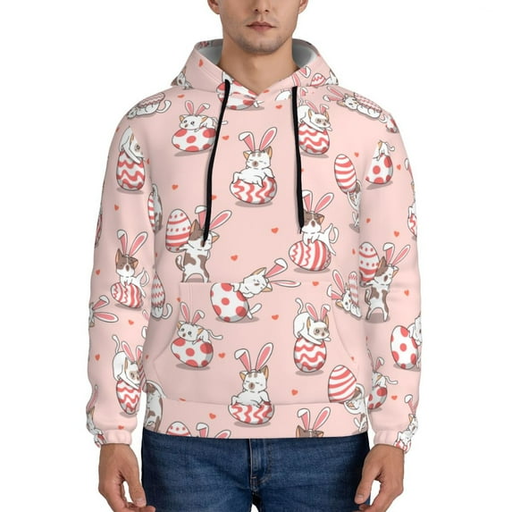 Lsque Easter Rabbit Pattern Casual Men's Hoodie,Hooded Sweatshirt with Kangaroo Pocket,Pullover Hoodie-Medium