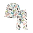 thumbnail image 1 of Lsque Easter Rabbit Pattern Long Sleeve Pajama Set for Women - Soft 2-Piece Sleepwear and Loungewear Set with Pockets, Comfy Nightwear-Small, 1 of 7