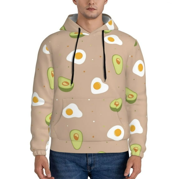 Lsque Egg and Avocado Pattern Casual Men's Hoodie,Hooded Sweatshirt with Kangaroo Pocket,Pullover Hoodie-XX-Large