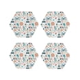 thumbnail image 1 of Lsque Eiffel Tower Pattern 4" Drink Coasters Set of 4, PVC Leather Absorbent Coasters, Table Coaster Set Decorative Coffee Cup Coasters Housewarming Gift -Hexagon, 1 of 6