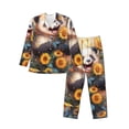 thumbnail image 1 of Lsque Elegant Cute Panda Sunflower Pattern Long Sleeve Pajama Set for Men - Soft 2-Piece Sleepwear and Loungewear Set with Pockets, Comfy Nightwear-Medium, 1 of 7