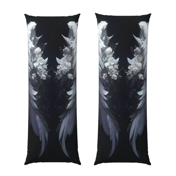 Lsque Elegant Feathered Floral Wings Body Pillow Case Cover,Ultra-Soft Microfiber Bed Pillow Cases 20x54 inches,Elegant Bedding,Breathable Durable Pillow Cover with Envelope Closure