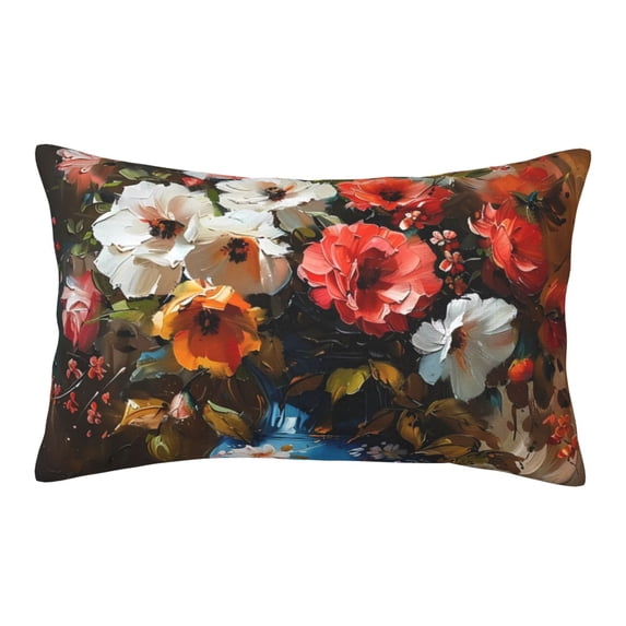 Lsque Elegant Floral Vase Painting Pattern Pillow Case – Soft & Cozy Throw Pillow Cover, Hypoallergenic Cushion Case for Sleeping Women with Envelope Closure-16"x24"