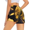 thumbnail image 1 of Lsque Elegant Gold Leaf Peacock Printed Women's Running Shorts with Liner Pockets,Elastic Quick Dry Workout Athletic Gym Yoga Shorts,Womens High Waist Shorts-XX-Large, 1 of 9