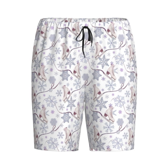 Lsque Elegant ice skates snowflakes Mens Sleep Pajama Shorts,Short Pajama Pants, Cotton Ultra-Soft Knit-XX-Large