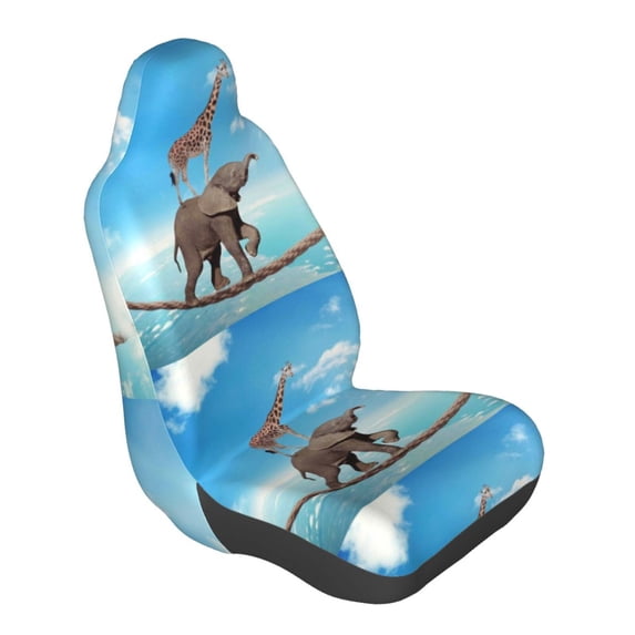 Lsque Elephant Giraffe Pattern Car Seat Covers for Front Seats , Waterproof Seat Covers for Cars, Sporty Front Seat Covers,Car Seat Cover Protector Front Seats
