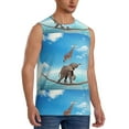 thumbnail image 1 of Lsque Elephant Giraffe Print Men's Cotton Blend Sleeveless Muscle Shirts (S-3XL)- Moisture Wicking, Odor Protection, UPF 30+,XX-Large, 1 of 8