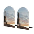 thumbnail image 1 of Lsque Elephant Giraffe Printed Wood Bookends,Non-Skid Bookend for Shelves,Heavy Duty Support Bookends,Non-Slip Foam Pads for Office, Home, and Library,1 Pair, 1 of 8
