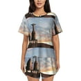 thumbnail image 1 of Lsque Elephant Giraffe Women's Short-Sleeved Pajama Set - 2 Piece Soft and Lightweight Sleepwear Set-4X-Large, 1 of 9