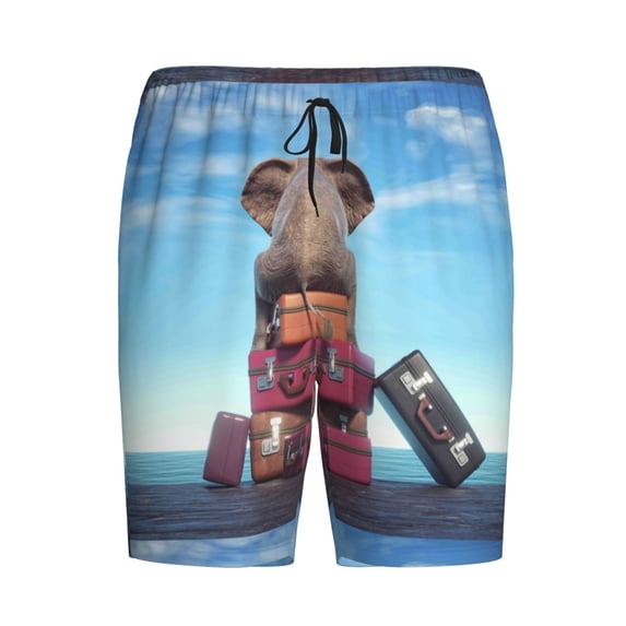 Lsque Elephant Sits Mens Sleep Pajama Shorts,Short Pajama Pants, Cotton Ultra-Soft Knit-XX-Large