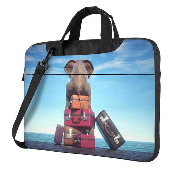 Lsque Elephant Sits Pattern Laptop Bag – Portable & Slim Single-Shoulder Computer Case with Adjustable Strap, Protective, Lightweight for 13”/14”/15.6” Laptops