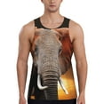 thumbnail image 1 of Lsque Elephant Sunset in Kenya Pattern Mens Tank Tops Muscle Athletic Quick Dry Sleeveless Workout Fitness T Shirts Beach Tank Top, Loose-fit Sleeveless Shirt for Men-Large, 1 of 7