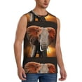 thumbnail image 1 of Lsque Elephant Sunset in Kenya Print Men's Cotton Blend Sleeveless Muscle Shirts (S-3XL)- Moisture Wicking, Odor Protection, UPF 30+,3X-Large, 1 of 8