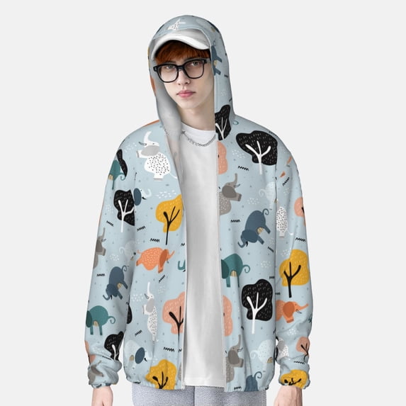 Lsque Elephant Tree UPF 50+ Lightweight Sun Protection Men's Women's Long Sleeve Shirt, Hoodie Performance -XX-Large