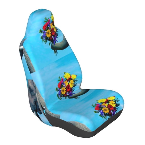 Lsque Elephant Trunk Couple Flowers Pattern Car Seat Covers for Front Seats , Waterproof Seat Covers for Cars, Sporty Front Seat Covers,Car Seat Cover Protector Front Seats