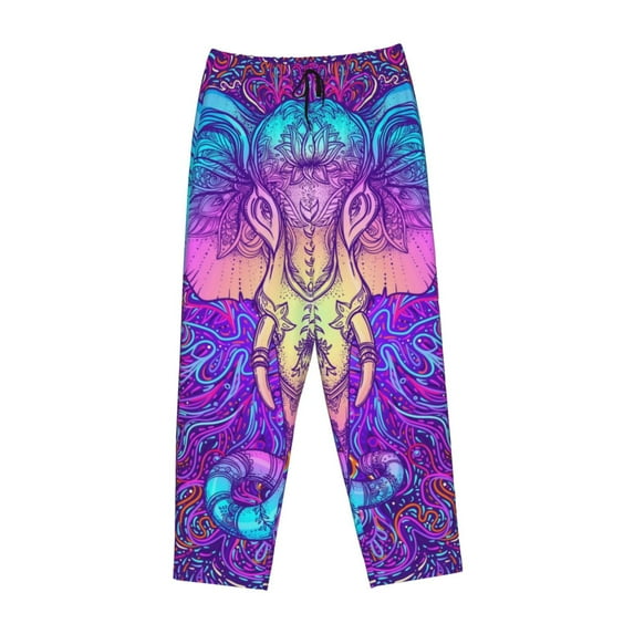Lsque Elephant in Tribal Style Print Women's Pajama Pants, Lounge Pant - Comfortable Home Wear,Elastic Waistband, Stylish Design-Medium