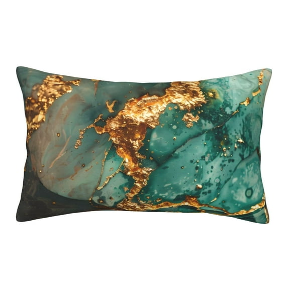 Lsque Emerald Color Gold Marble Pattern Pillow Case – Soft & Cozy Throw Pillow Cover, Hypoallergenic Cushion Case for Sleeping Women with Envelope Closure-14"x20"