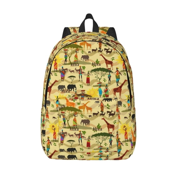 Lsque Ethnic African Pattern Canvas Daypack, Durable Backpack, High-quality Versatile Backpack,Vintage Compact Backpack-Small