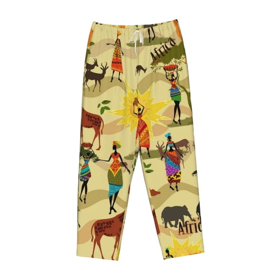 Lsque Ethnic African Print Women's Pajama Pants, Lounge Pant - Comfortable Home Wear,Elastic Waistband, Stylish Design-Medium
