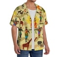 thumbnail image 1 of Lsque Ethnic African print Men's Cuban Collar Short Sleeve Shirt Summer Beachwear Casual Button Down Fashionable Vacation Leisure Shirt-Small, 1 of 7
