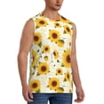 thumbnail image 1 of Lsque European-style Pattern Sunflower A Print Men's Cotton Blend Sleeveless Muscle Shirts (S-3XL)- Moisture Wicking, Odor Protection, UPF 30+,X-Large, 1 of 8