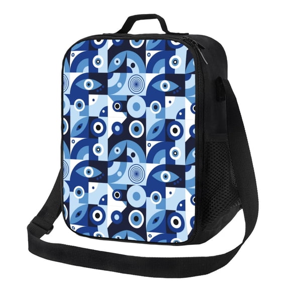 Lsque Evil Eye Lunch Bag Lunch Box for Women Men Reusable Insulated Lunch Tote Bag,Leakproof Thermal Cooler Sack Food Handbags Case High Capacity