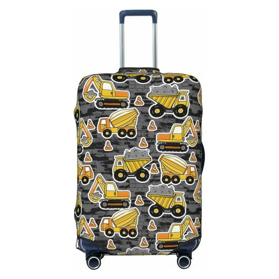 Lsque Excavator At Work Printed Luggage Cover, Travel Luggage Protector,Scratch and Dirt Resistant, Fits 18-32 Inch Luggage - Small