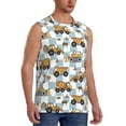 thumbnail image 1 of Lsque Excavator Print Men's Cotton Blend Sleeveless Muscle Shirts (S-3XL)- Moisture Wicking, Odor Protection, UPF 30+,Small, 1 of 8
