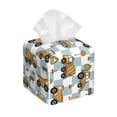 thumbnail image 1 of Lsque Excavator Printed Tissue Box Cover Holder, Facial Paper Organizer Dispenser,Square with Bottom Belt, PVC Leather Decorative Organizer, 1 of 8