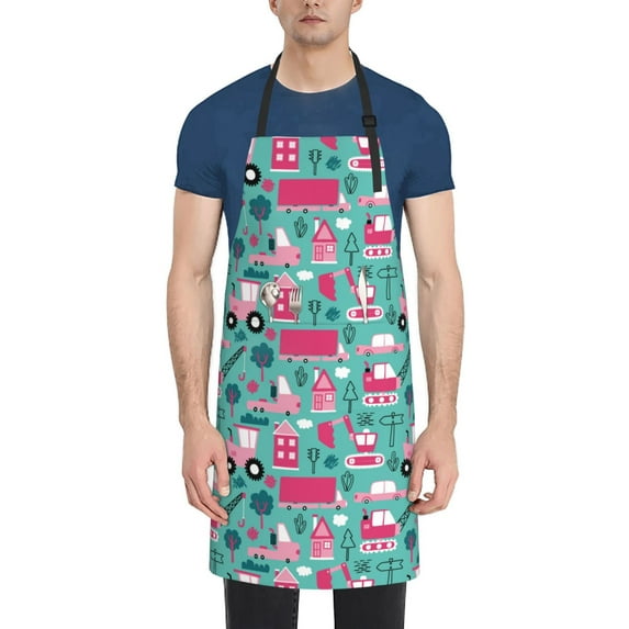 Lsque Excavator Waterproof Apron Chef Aprons for Men Heavy Duty Chemical Work Apron Extra Long Grilling Aprons with Adjustable Bib Apron