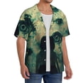 thumbnail image 1 of Lsque Eyes Watching In The Dark print Men's Cuban Collar Short Sleeve Shirt Summer Beachwear Casual Button Down Fashionable Vacation Leisure Shirt-X-Large, 1 of 7