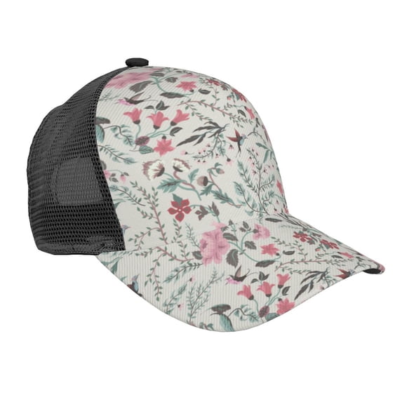 Lsque Fairy Floral Printed Trucker Hat - Baseball Cap for Men Women - Breathable Mesh Side, Adjustable Fit - for Casual Wear