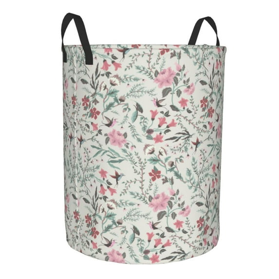 Lsque Fairy Floral pattern Laundry Hamper Basket, Tall Woven Rope Hamper Basket for Clothes, Lightweight Storage Basket, Collapsible Waterproof-Medium