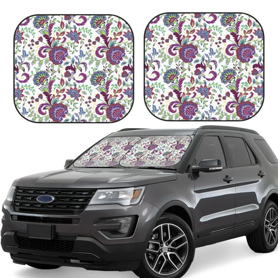 Lsque Fairy Flower 2 PCS Windshield Sun Shade | CarFoldable Window Covers | Car Accessories Reflect UV for Universal Cars SUV Truck | Large