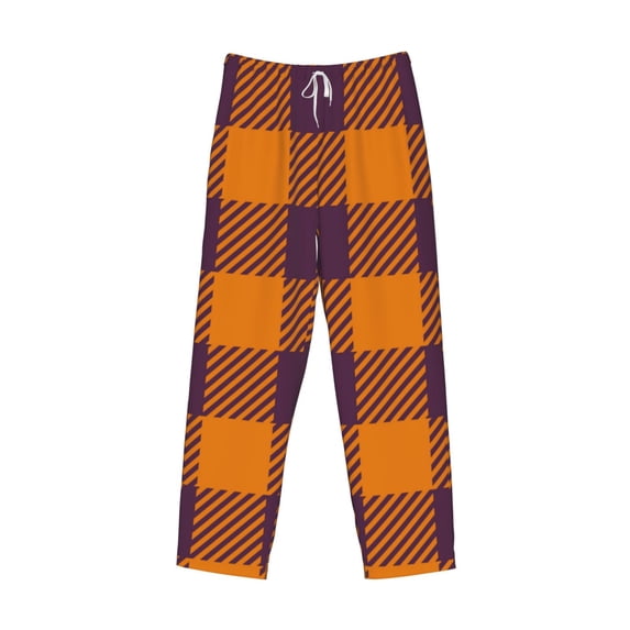 Lsque Fall Buffalo Plaid Print Men's Pajama Pants, Lounge Pant - Comfortable Home Wear,Elastic Waistband, Stylish Design-X-Large