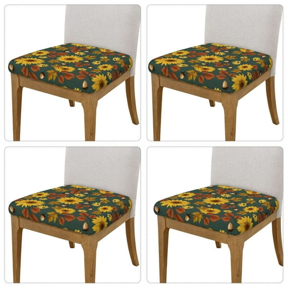 Lsque Fall Daisy Leaf Nuts Printed Square Couch Cushion Covers, Floral Sofa Cushion Covers Replacement, Stretch Couch Covers for Couch-16.9in