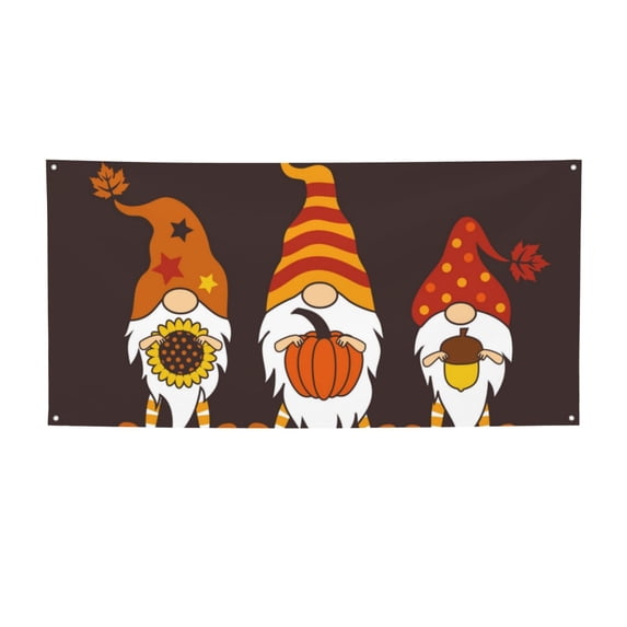 Lsque Fall Gnomes Pattern Party Banner, Festive Banner , Holiday Celebrations and Events for Carnival Birthday Party Festival Decorations-Medium