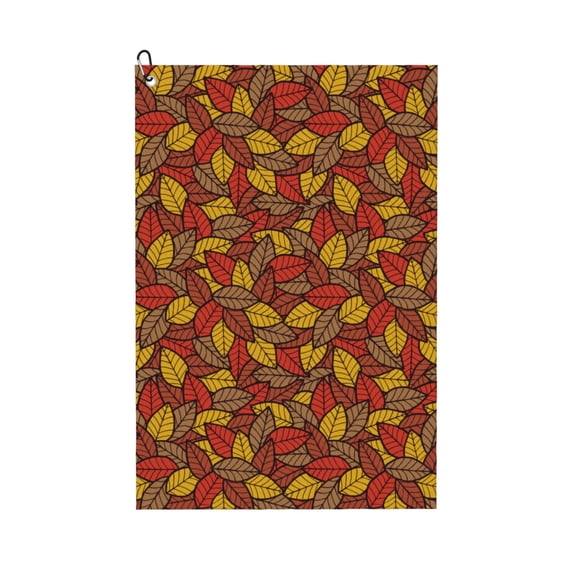Lsque Fall Leaves Premium Golf Towel - Ultra Absorbent and Quick Drying Microfiber Towel with Carabiner - Gift for Men -24" X 16"